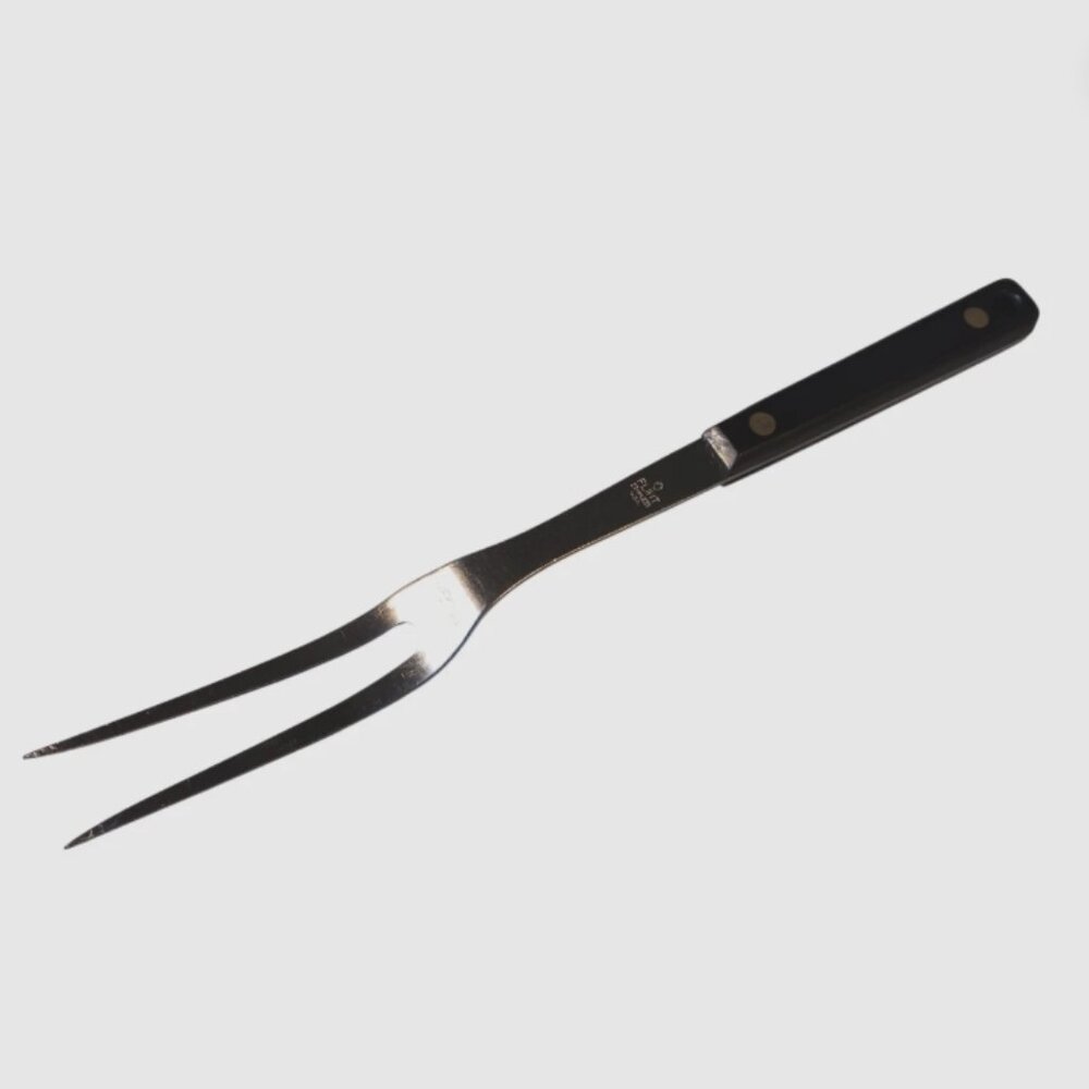 Vtg Flint Arrowhead Meat Carving Fork 11 ¾” Stainless 2 Prong USA Black Handle